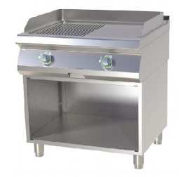 2 zónás RedFox álló elektromos rostlap félig sima, félig bordázott öntöttvas sütőfelülettel, semleges tárolóval